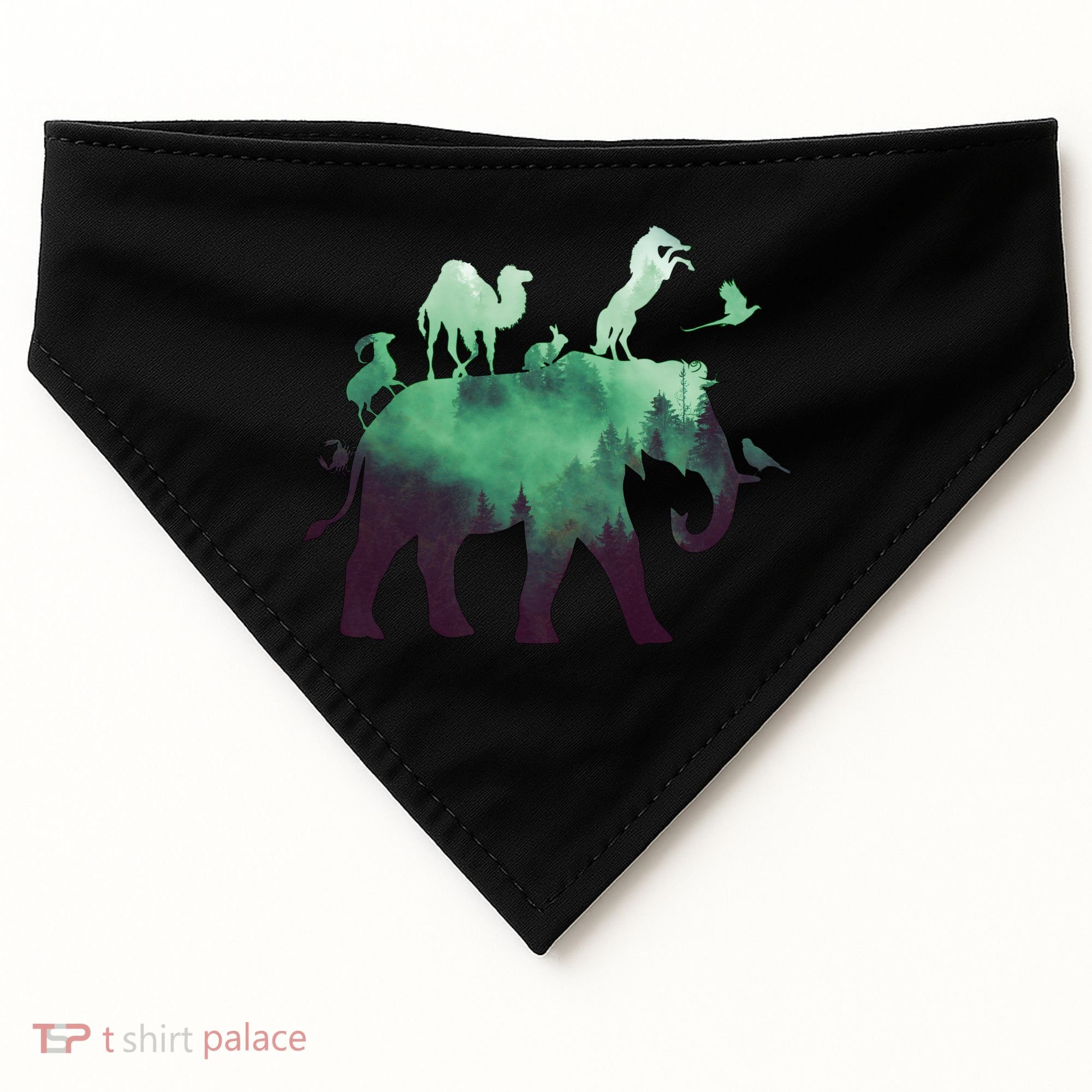 Animal Wild Life Forest Double Exposure USA-Made Doggie Bandana