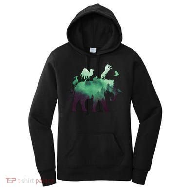 Animal Wild Life Forest Double Exposure Women's Hoodie