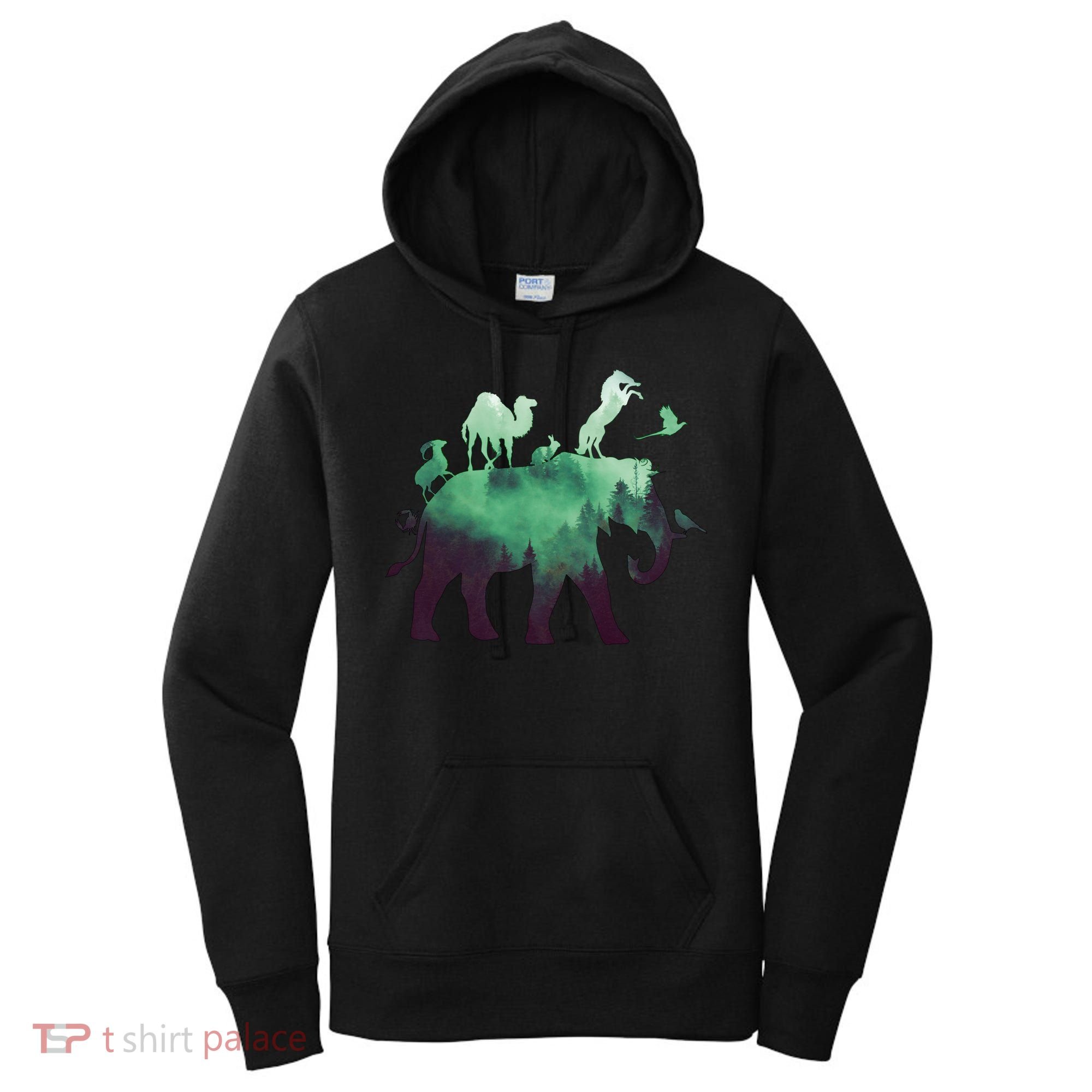 Animal Wild Life Forest Double Exposure Women's Hoodie