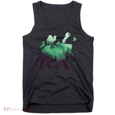 Animal Wild Life Forest Double Exposure Tank Top