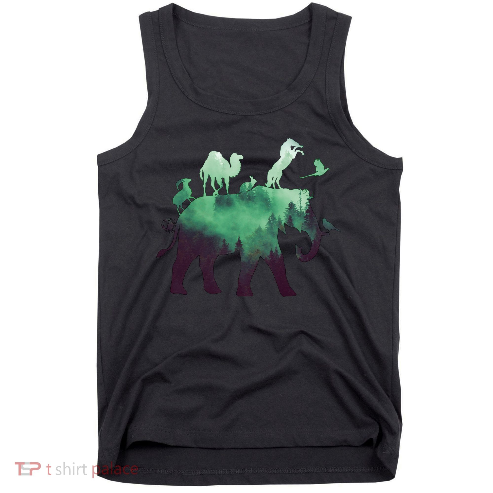 Animal Wild Life Forest Double Exposure Tank Top