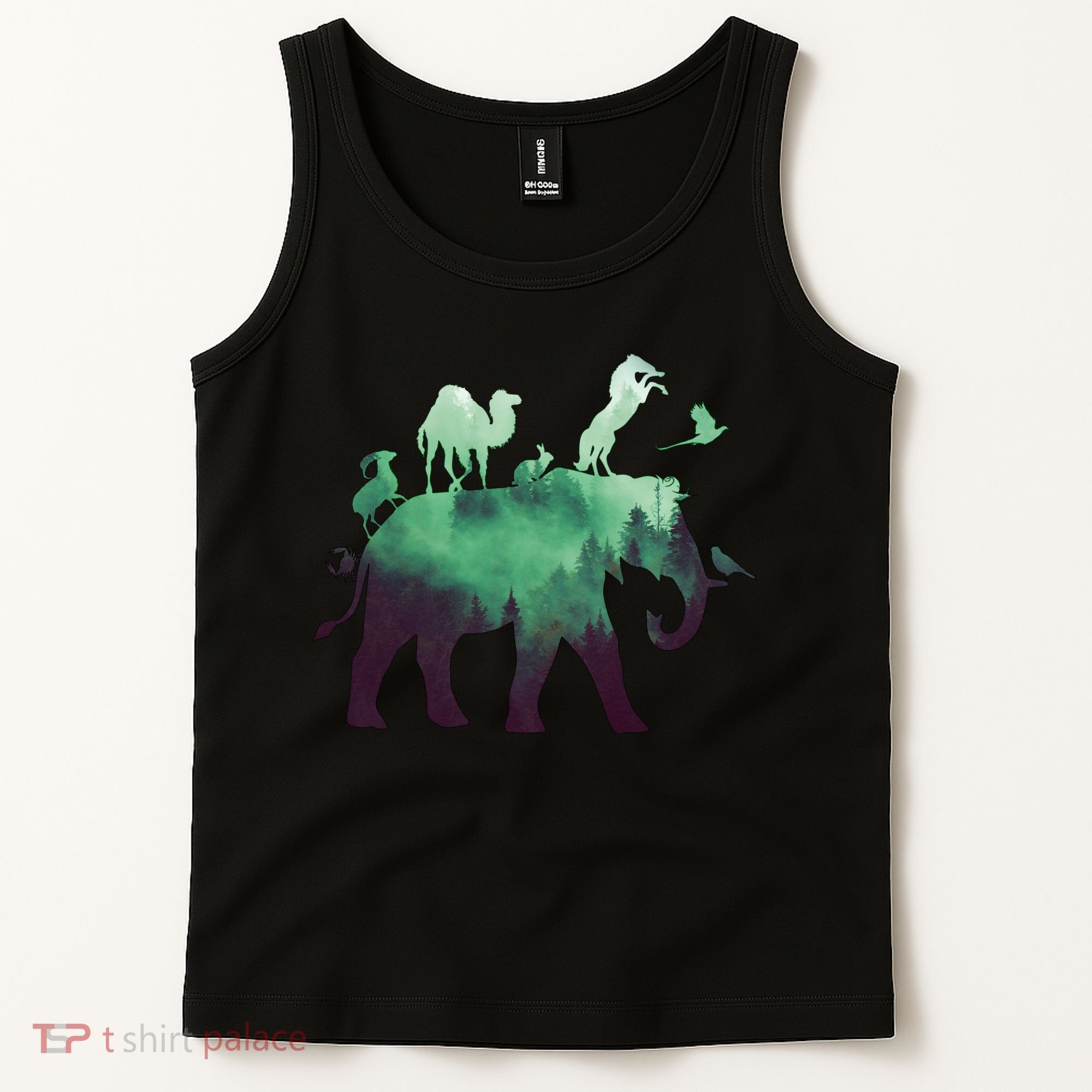 Animal Wild Life Forest Double Exposure Tank Top