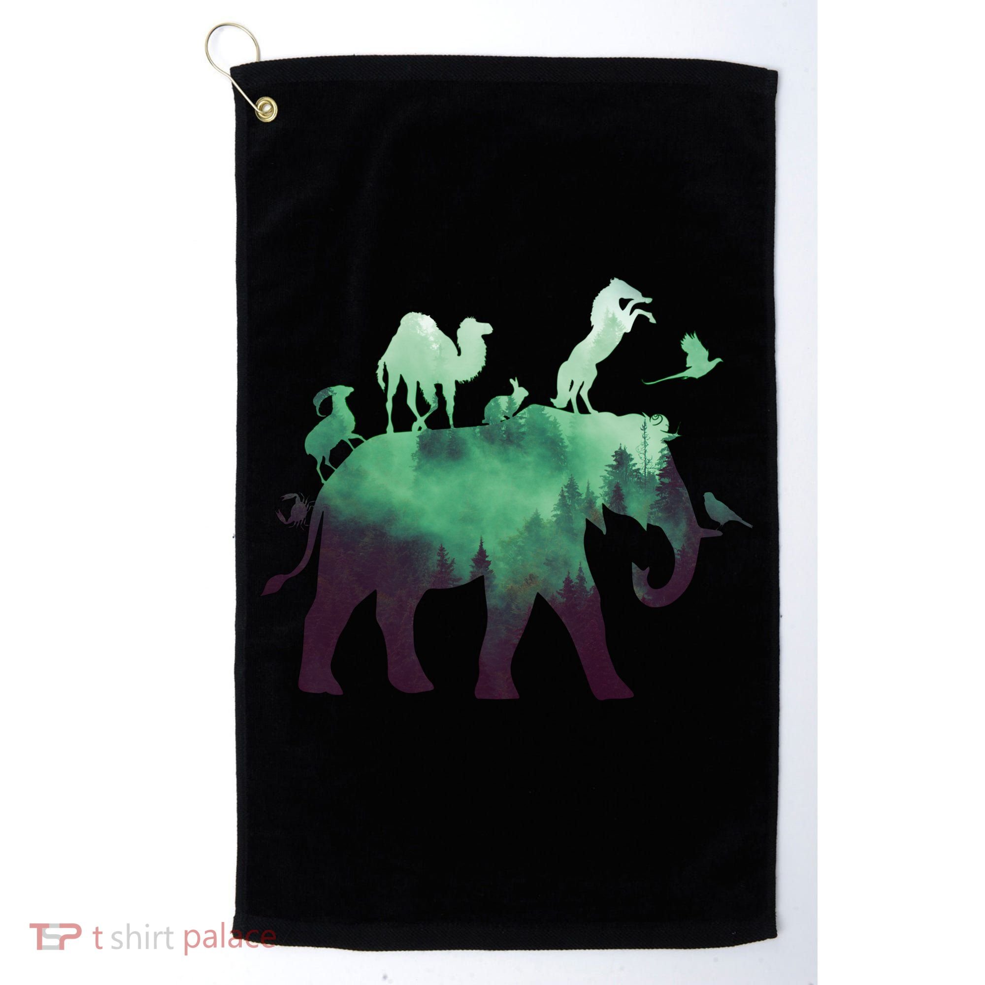 Animal Wild Life Forest Double Exposure Golf Towel