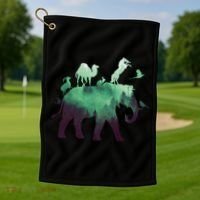 Animal Wild Life Forest Double Exposure Golf Towel thumb 1
