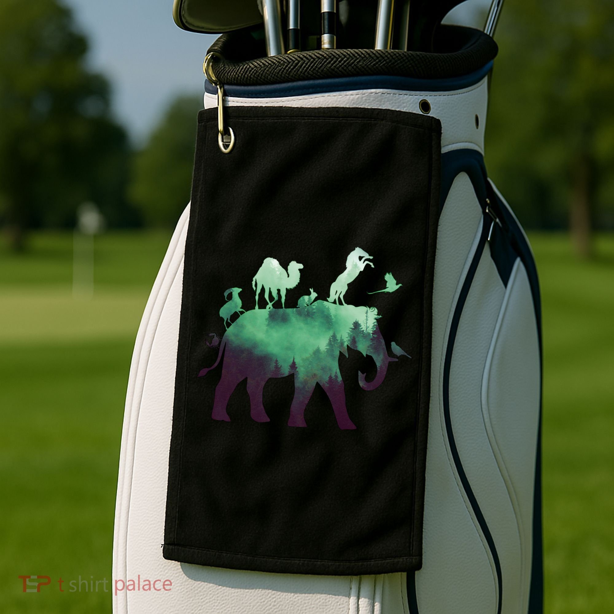 Animal Wild Life Forest Double Exposure Golf Towel