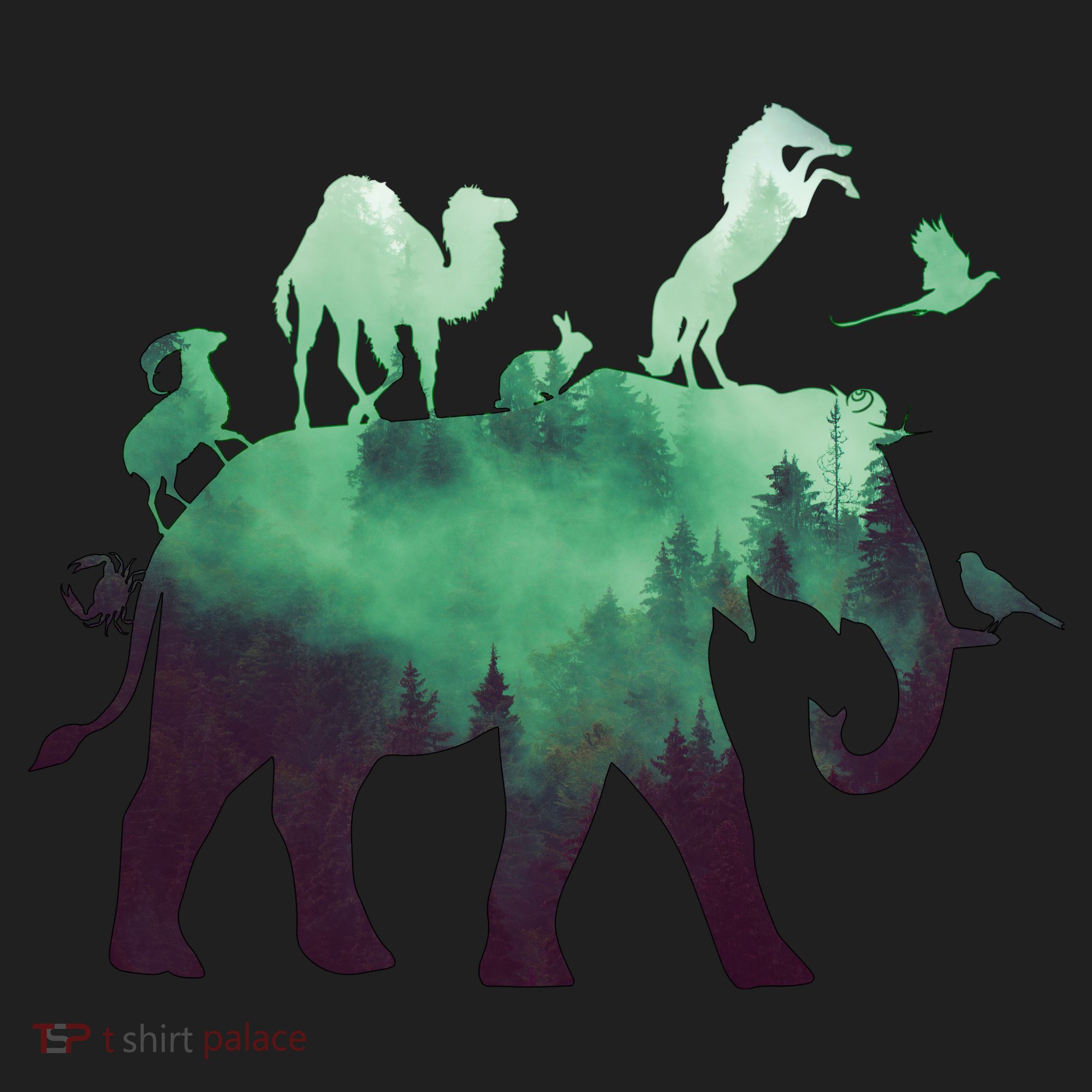 Animal Wild Life Forest Double Exposure Golf Towel