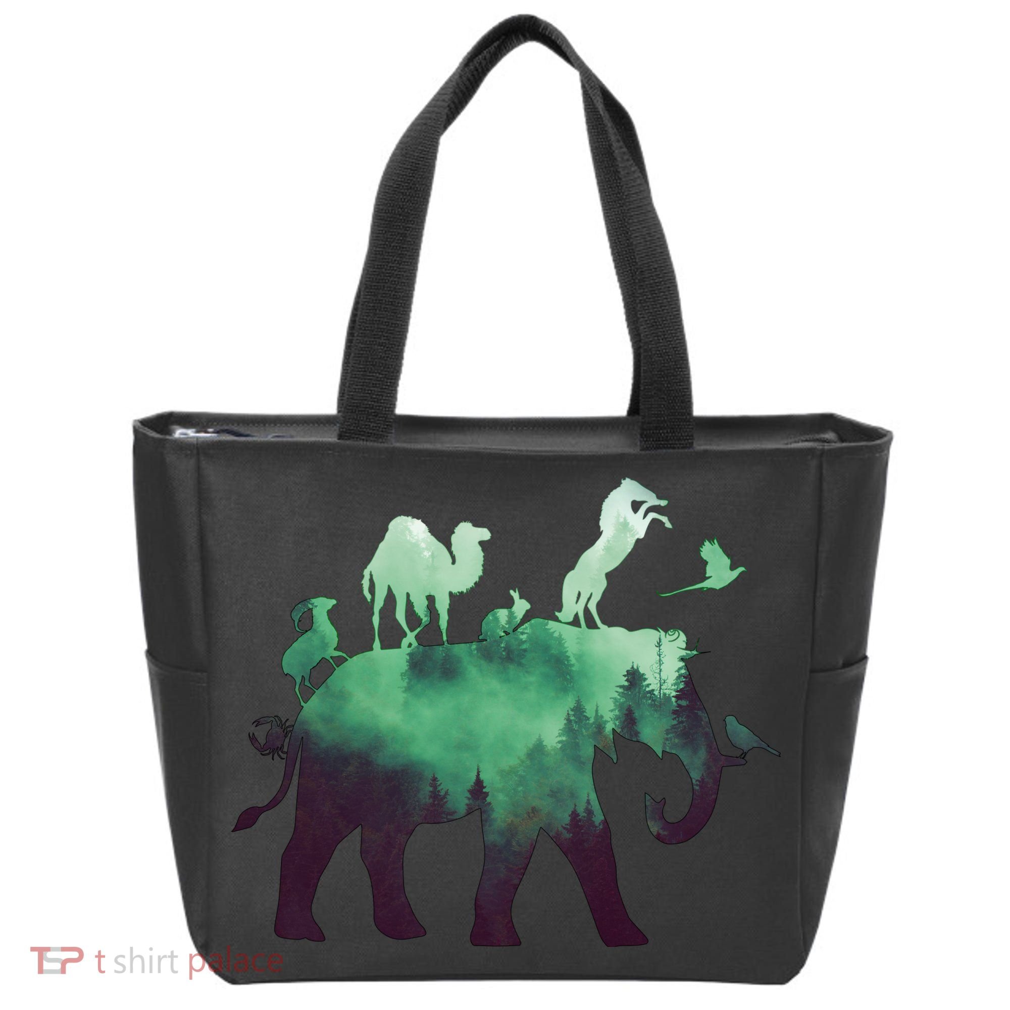 Animal Wild Life Forest Double Exposure Tote Bag