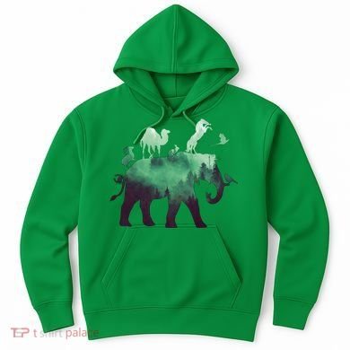 Animal Wild Life Forest Double Exposure Hoodie