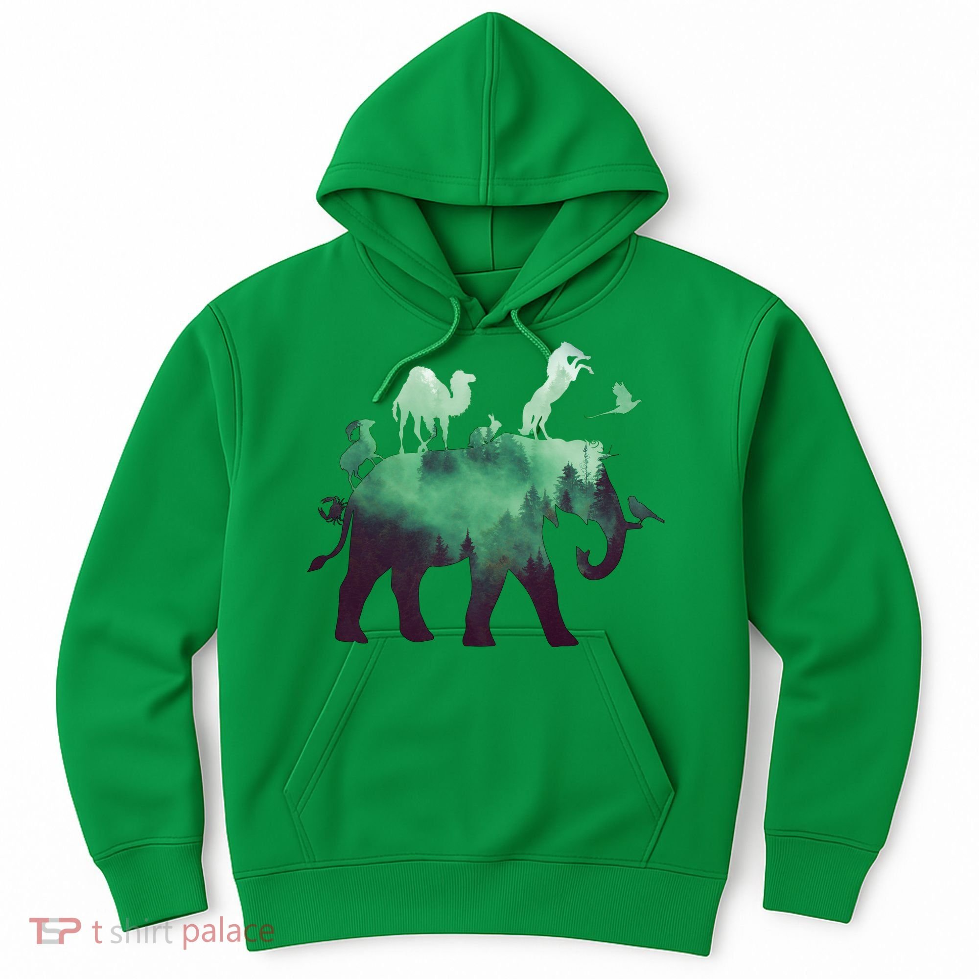 Animal Wild Life Forest Double Exposure Hoodie