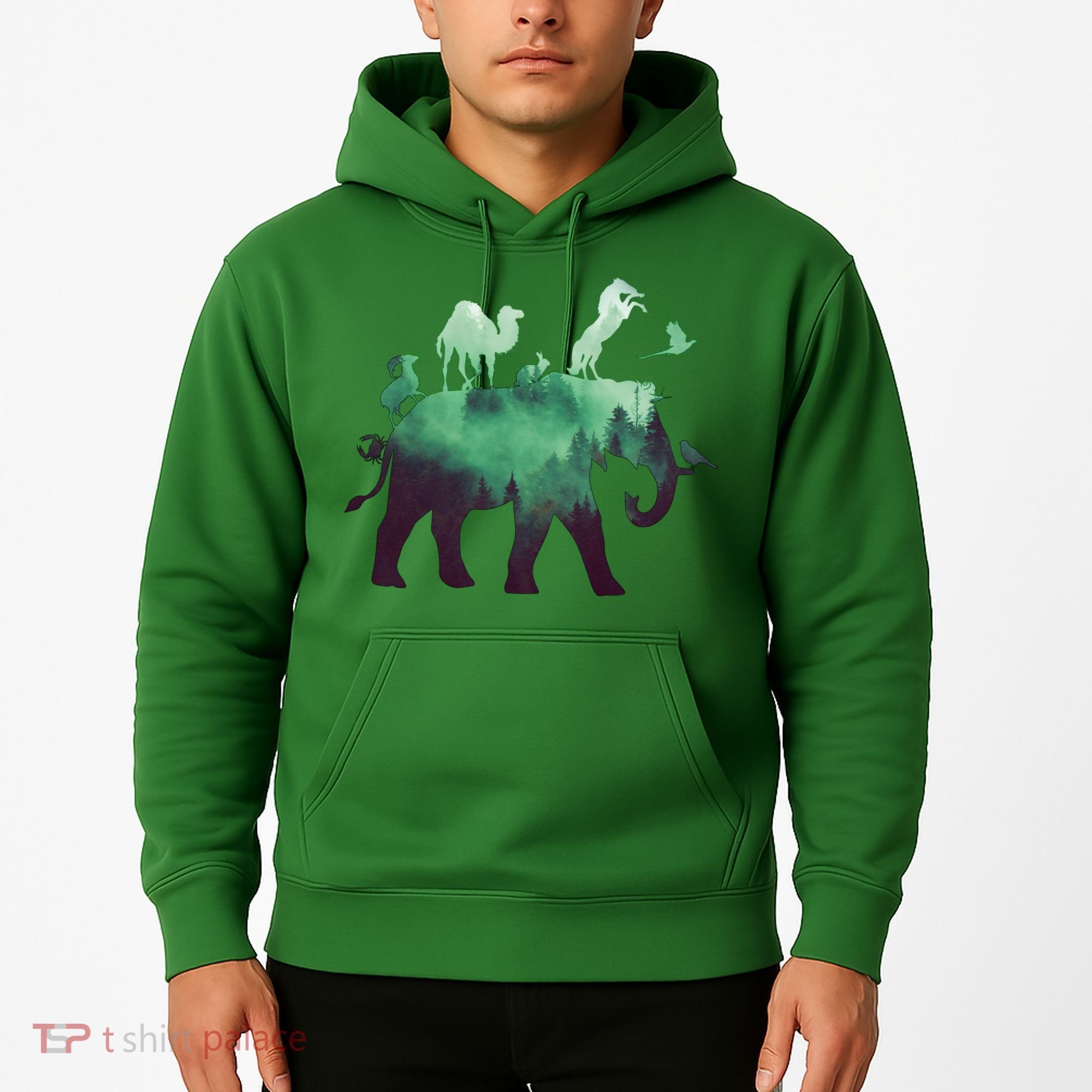 Animal Wild Life Forest Double Exposure Hoodie