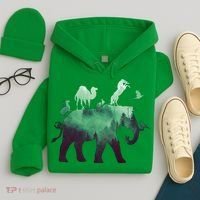 Animal Wild Life Forest Double Exposure Hoodie thumb 4