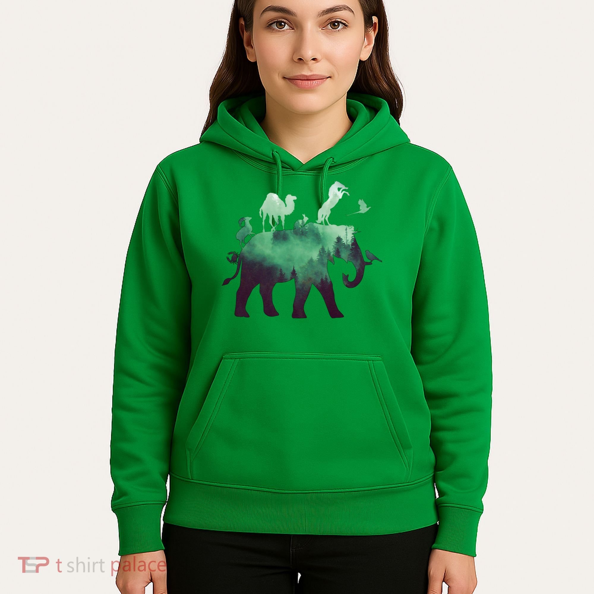 Animal Wild Life Forest Double Exposure Hoodie