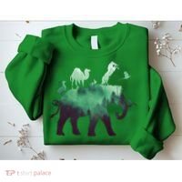 Animal Wild Life Forest Double Exposure Sweatshirt thumb 2