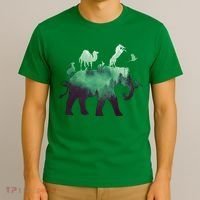 Animal Wild Life Forest Double Exposure T-Shirt thumb 3
