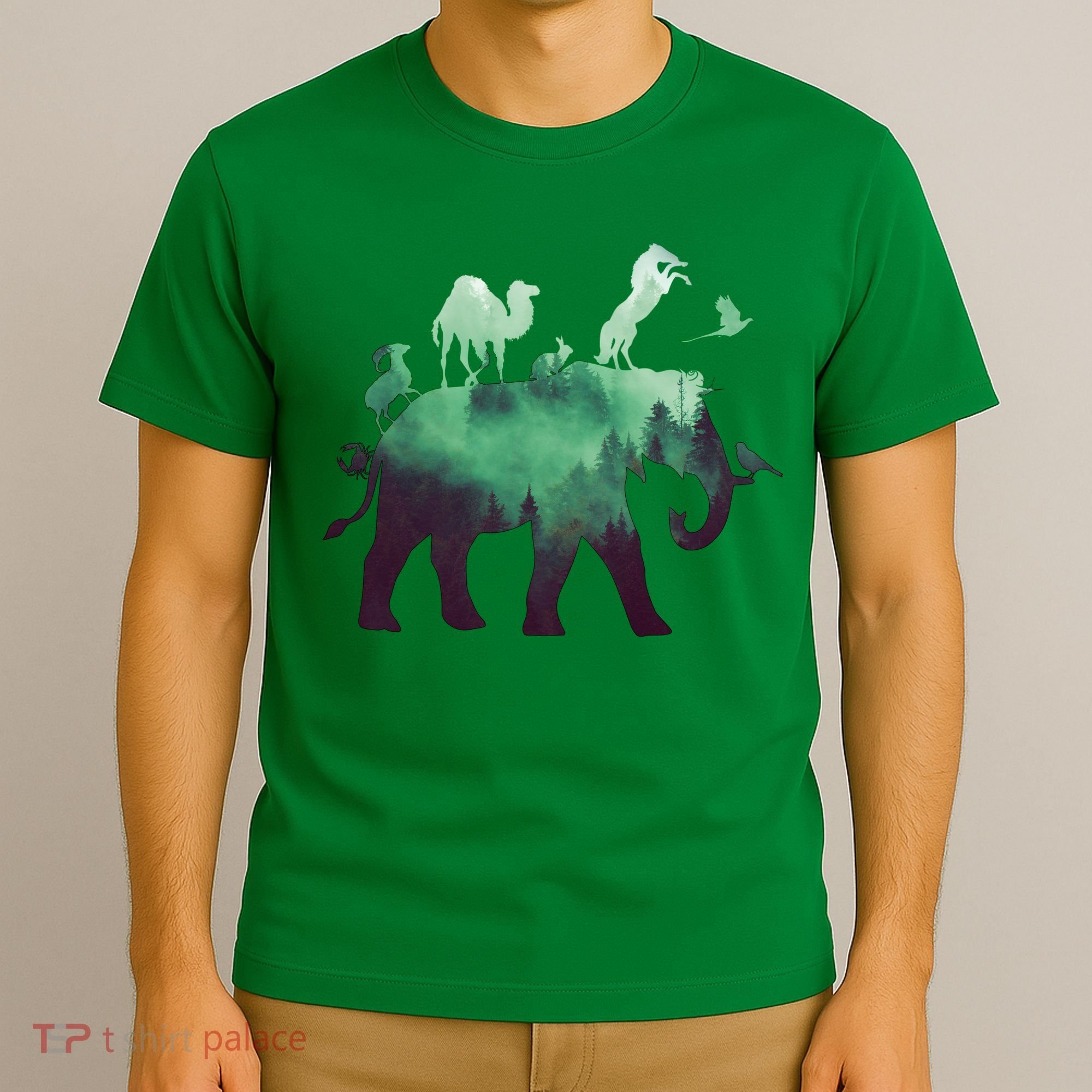 Animal Wild Life Forest Double Exposure T-Shirt