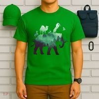 Animal Wild Life Forest Double Exposure T-Shirt thumb 6
