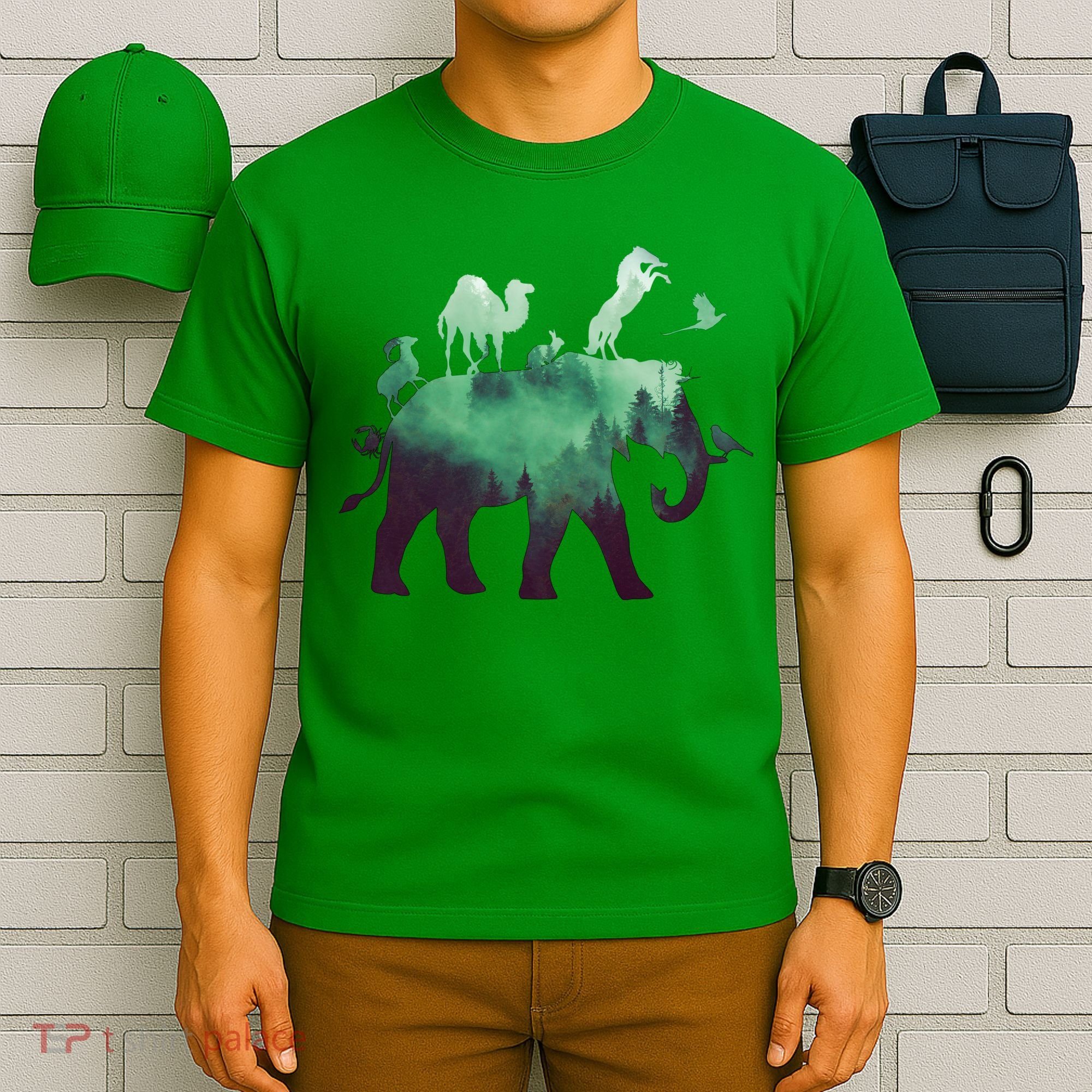 Animal Wild Life Forest Double Exposure T-Shirt