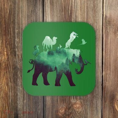Animal Wild Life Forest Double Exposure Coaster