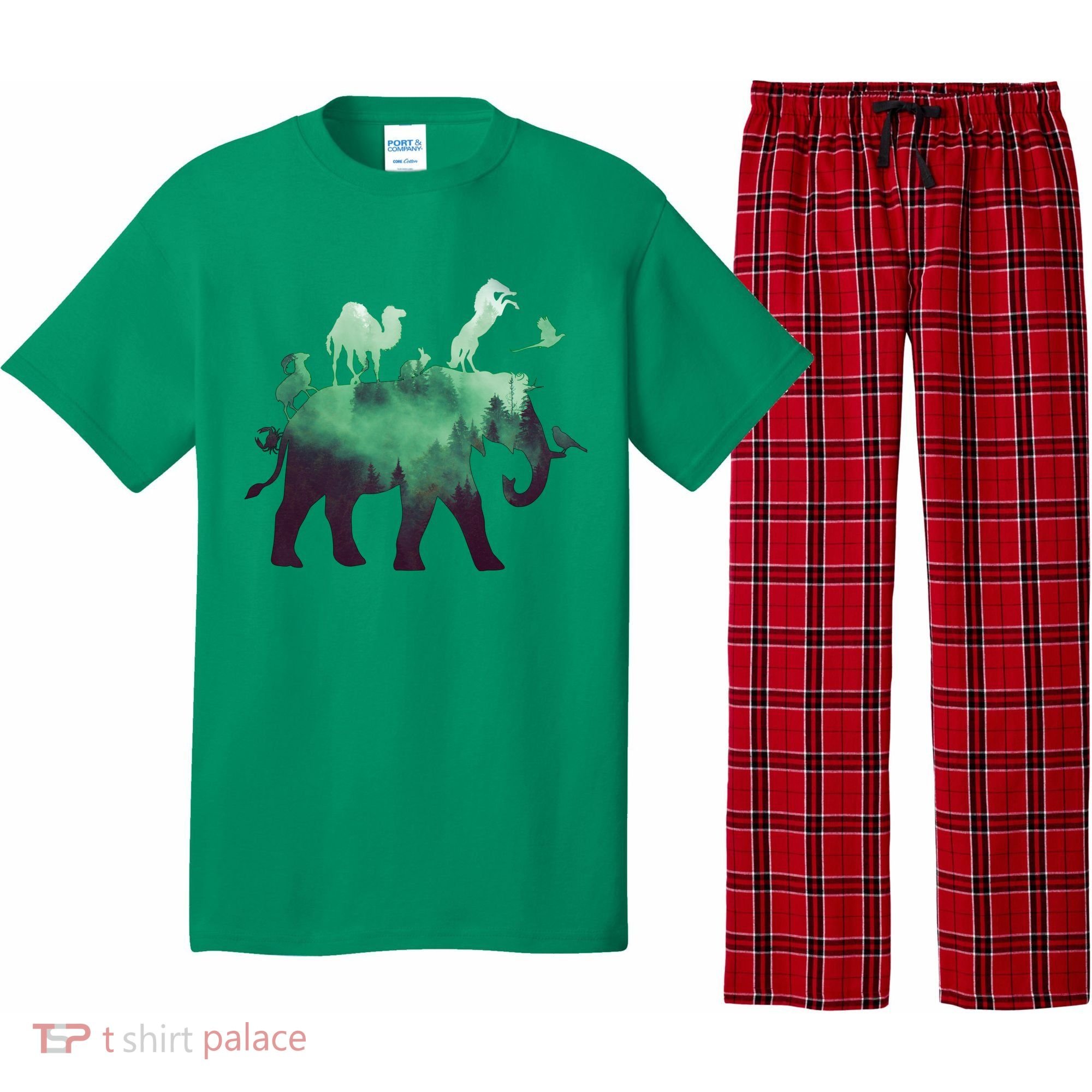 Animal Wild Life Forest Double Exposure Pajama Set
