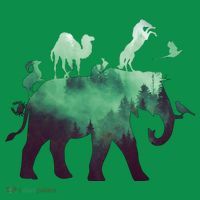 Animal Wild Life Forest Double Exposure Ornament thumb 1