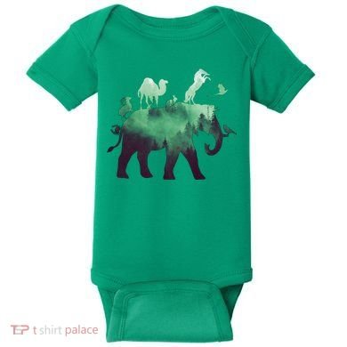 Animal Wild Life Forest Double Exposure Baby Bodysuit