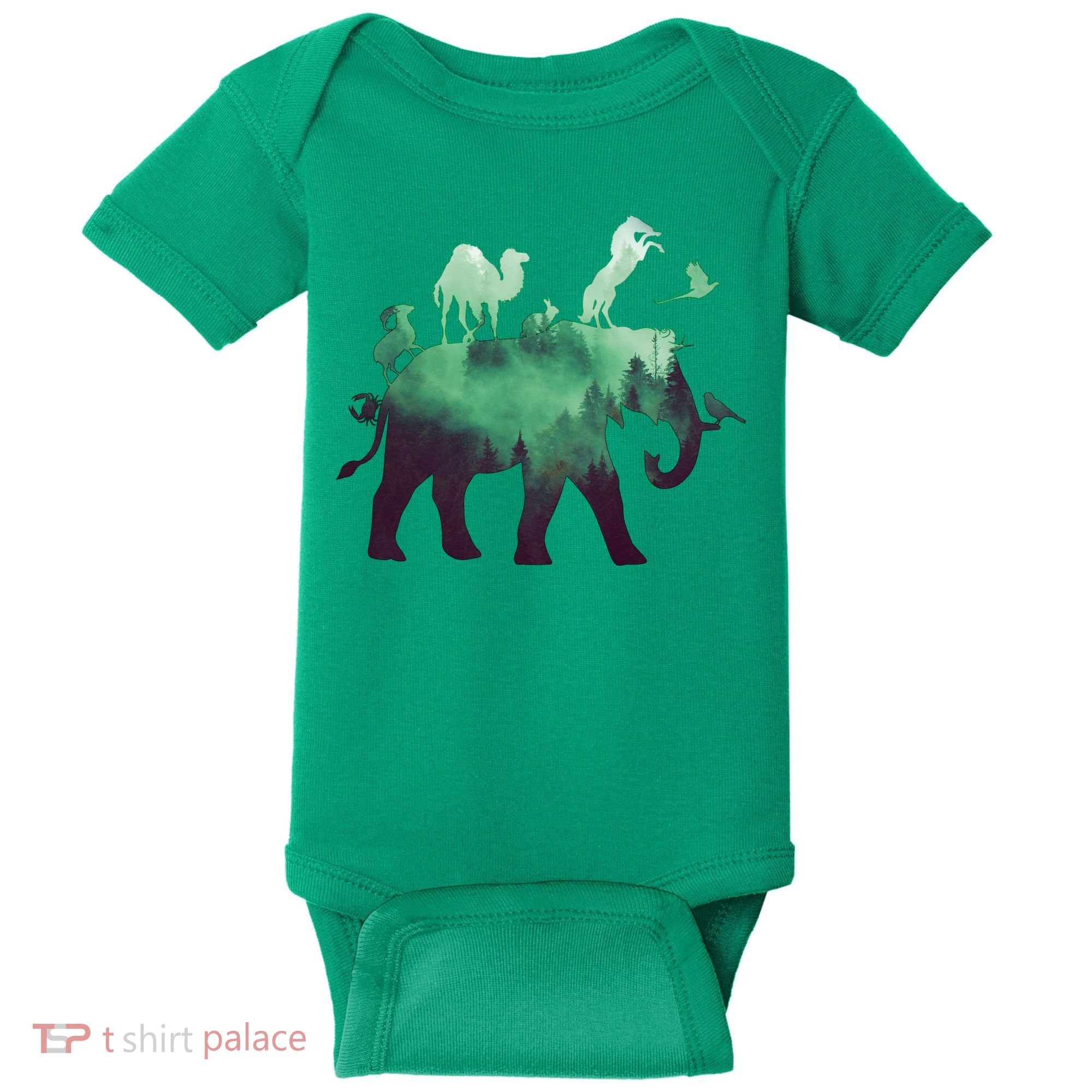 Animal Wild Life Forest Double Exposure Baby Bodysuit