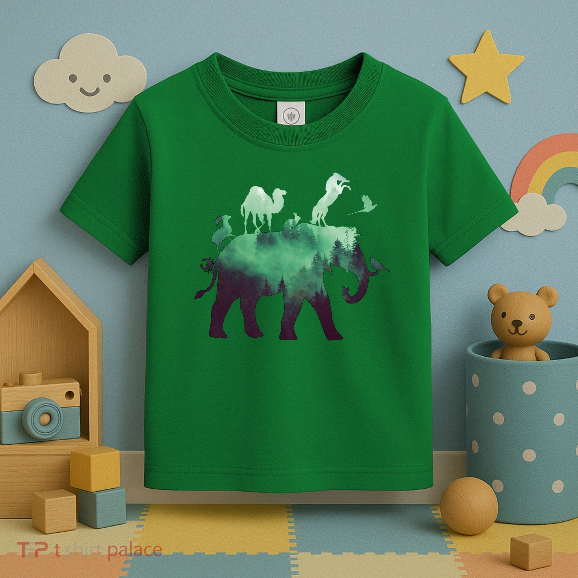 Animal Wild Life Forest Double Exposure Toddler T-Shirt
