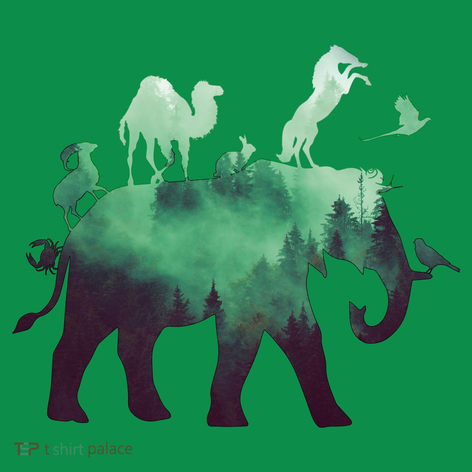 Animal Wild Life Forest Double Exposure Women's Long Sleeve Shirt