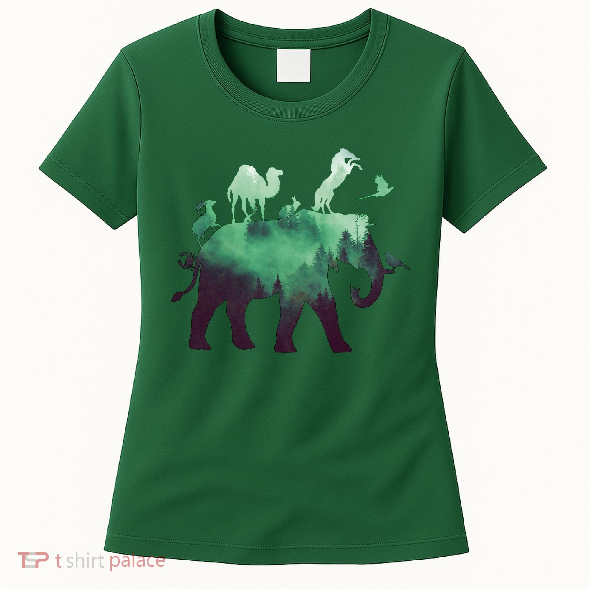 Animal Wild Life Forest Double Exposure Women's T-Shirt