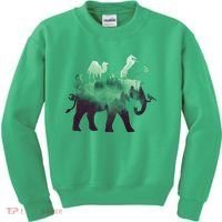 Animal Wild Life Forest Double Exposure Kids Sweatshirt thumb 0