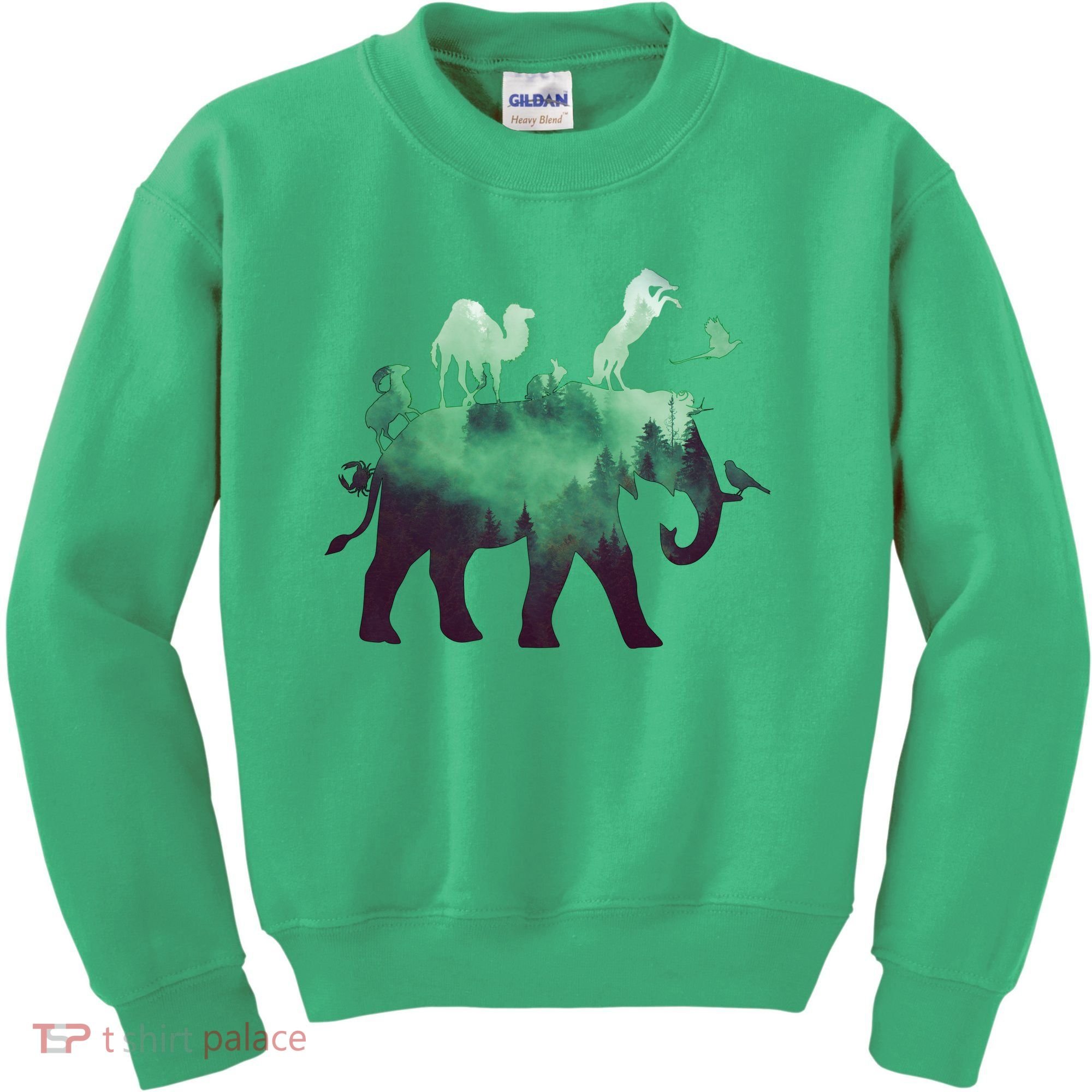 Animal Wild Life Forest Double Exposure Kids Sweatshirt