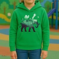 Animal Wild Life Forest Double Exposure Kids Hoodie thumb 3