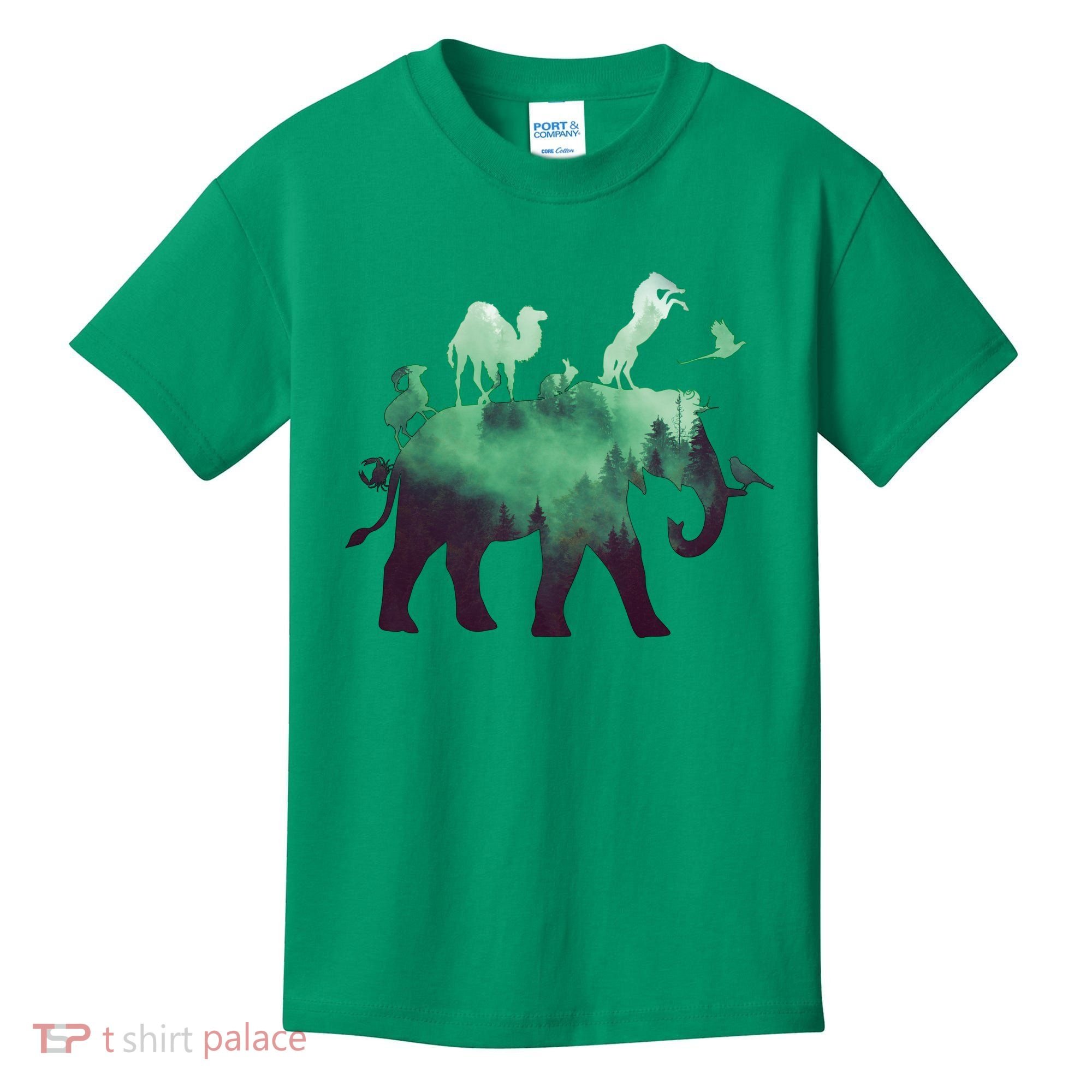Animal Wild Life Forest Double Exposure Kids T-Shirt