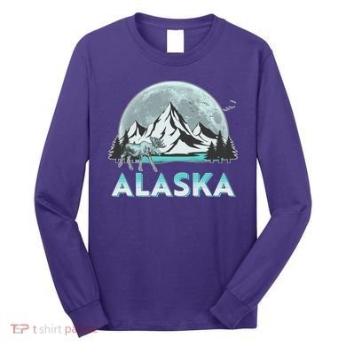 Alaska Wilderness Moose Moon Long Sleeve Shirt