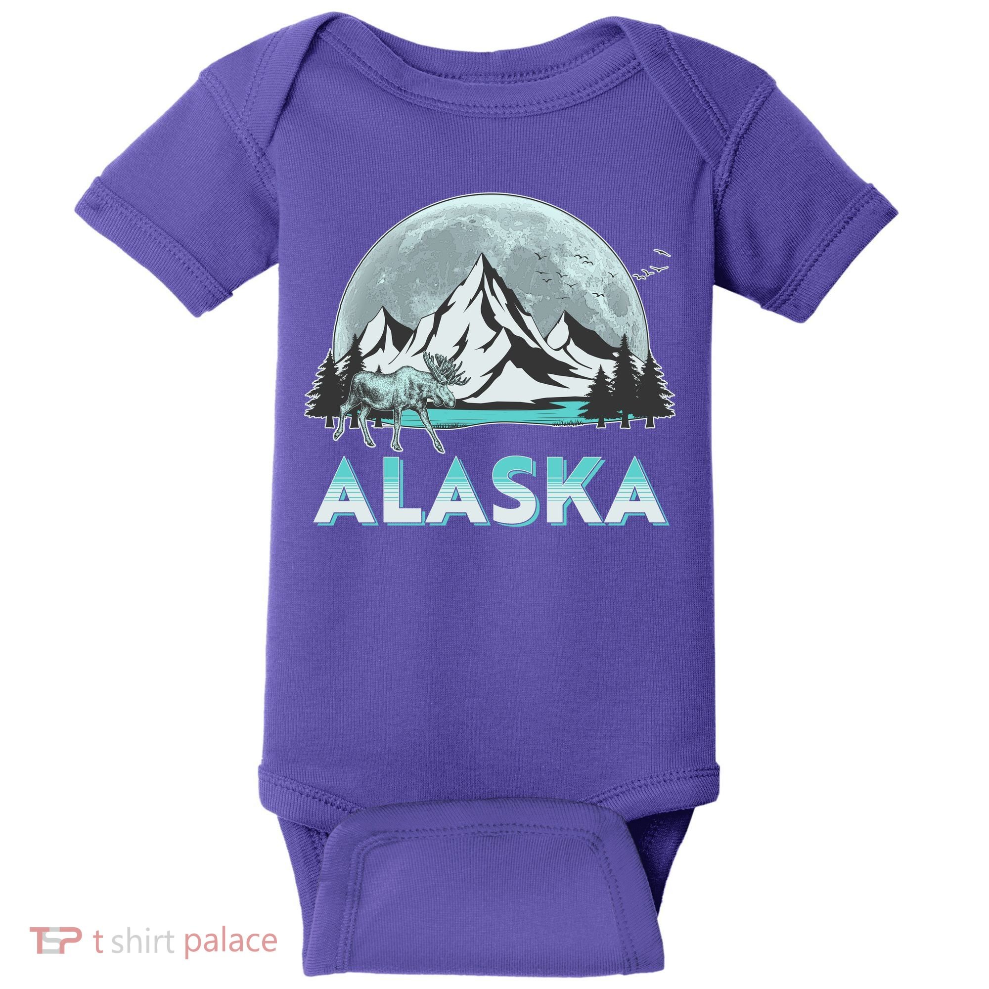 Alaska Wilderness Moose Moon Baby Bodysuit