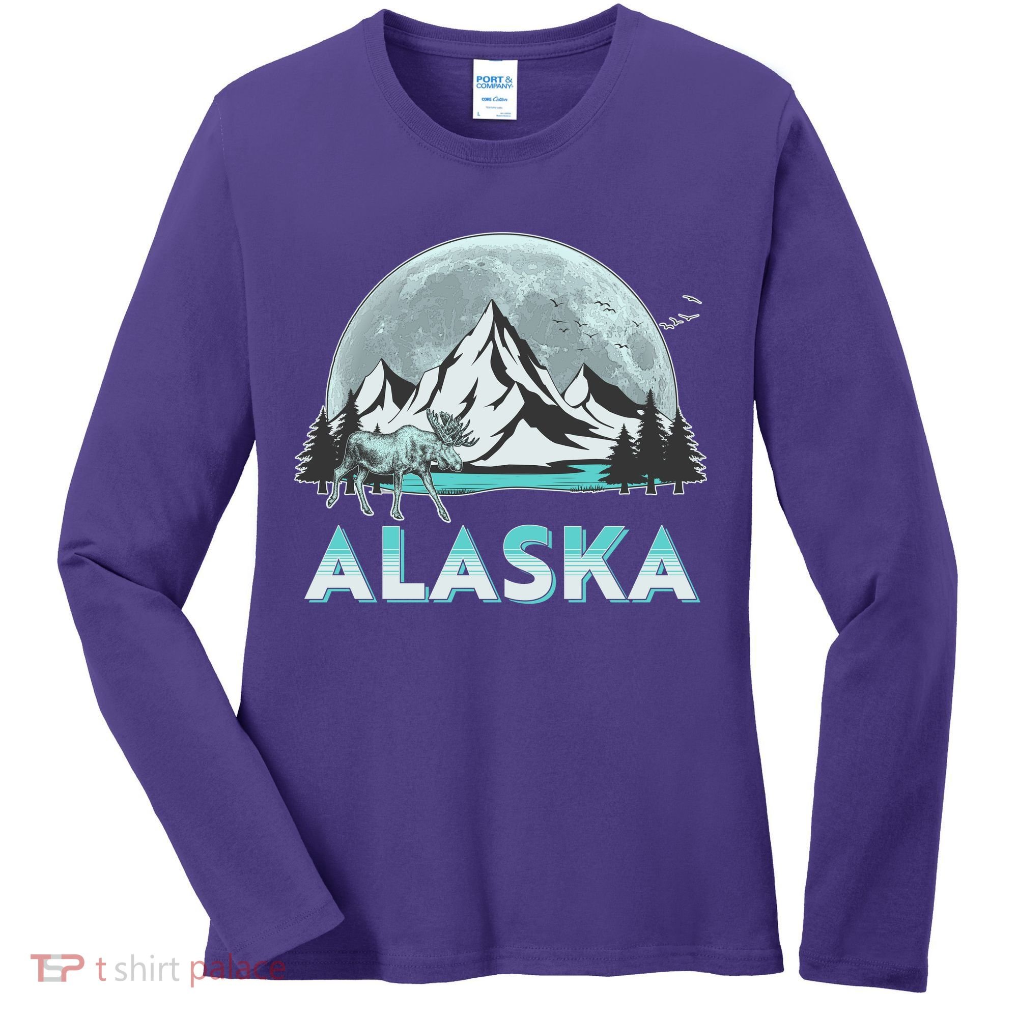 Alaska Wilderness Moose Moon Women's Long Sleeve Shirt