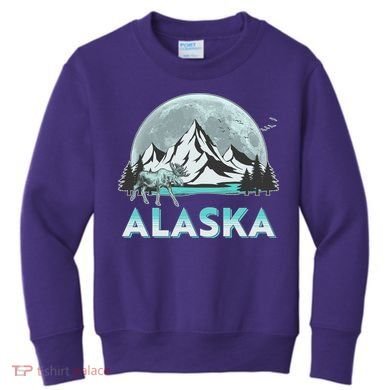 Alaska Wilderness Moose Moon Kids Sweatshirt
