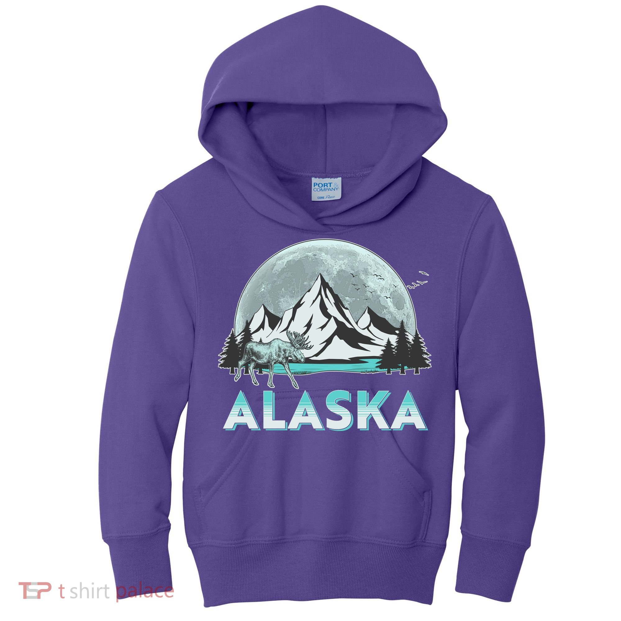 Alaska Wilderness Moose Moon Kids Hoodie