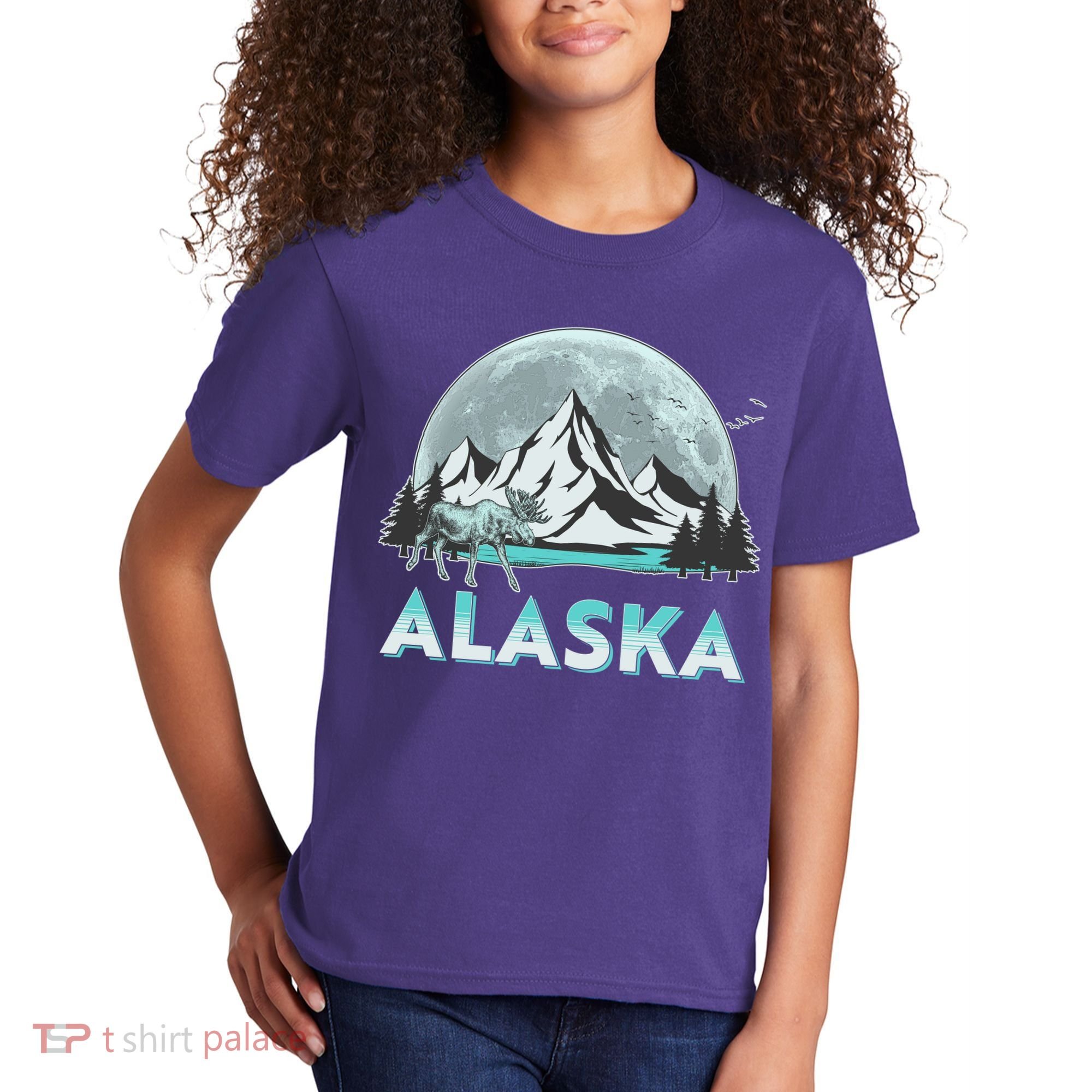 Alaska Wilderness Moose Moon Kids T-Shirt