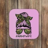 Army Wife Messy Bun Veteran Camouflage Bandana Sunglasses Coaster thumb 0