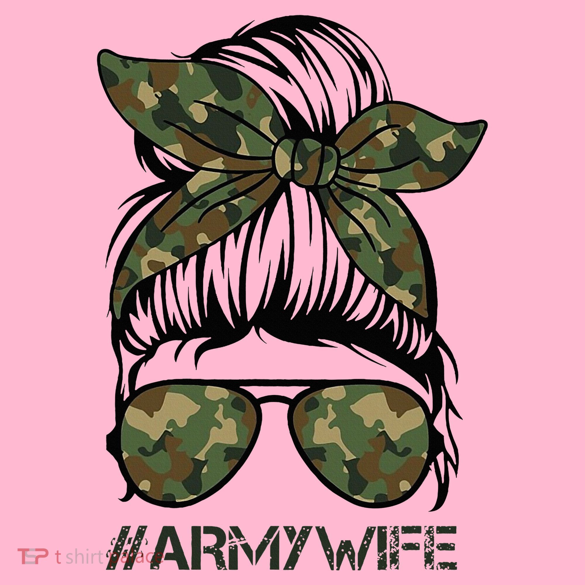 Army Wife Messy Bun Veteran Camouflage Bandana Sunglasses Coaster