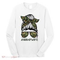 Army Wife Messy Bun Veteran Camouflage Bandana Sunglasses Long Sleeve Shirt thumb 0