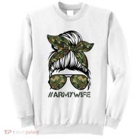 Army Wife Messy Bun Veteran Camouflage Bandana Sunglasses Sweatshirt thumb 0