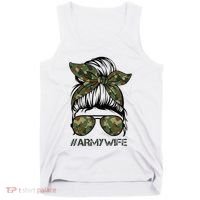 Army Wife Messy Bun Veteran Camouflage Bandana Sunglasses Tank Top thumb 0