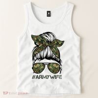 Army Wife Messy Bun Veteran Camouflage Bandana Sunglasses Tank Top thumb 2
