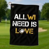 All Wi Need Is Love Green Bay Golf Towel thumb 1