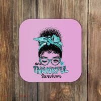 Afro Women Ovarian Cancer Awareness One Thankful Survivor Coaster thumb 0