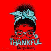 Afro Women Ovarian Cancer Awareness One Thankful Survivor Santa Hat thumb 1