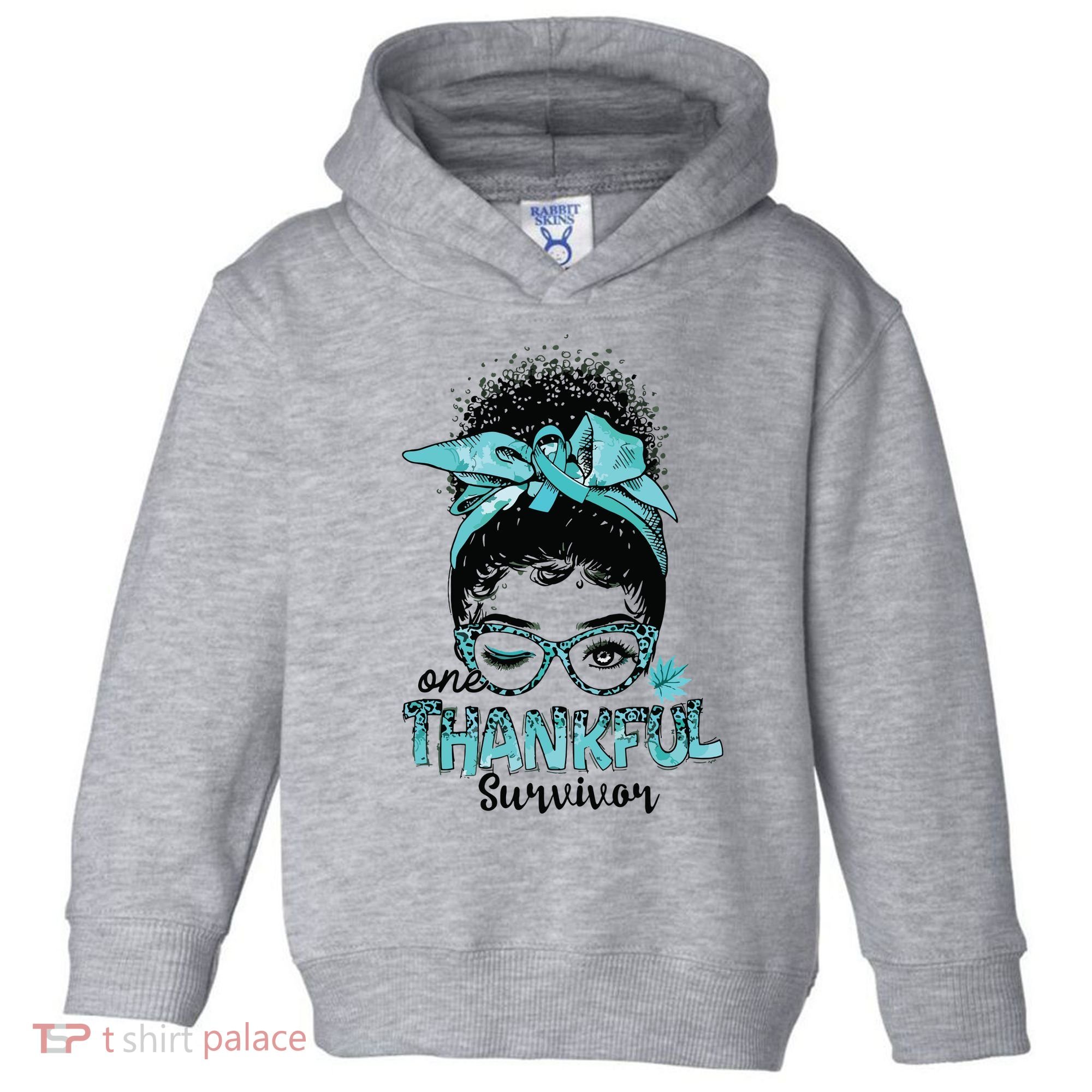 Afro Women Ovarian Cancer Awareness One Thankful Survivor Toddler Hoodie