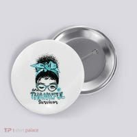 Afro Women Ovarian Cancer Awareness One Thankful Survivor Button thumb 0